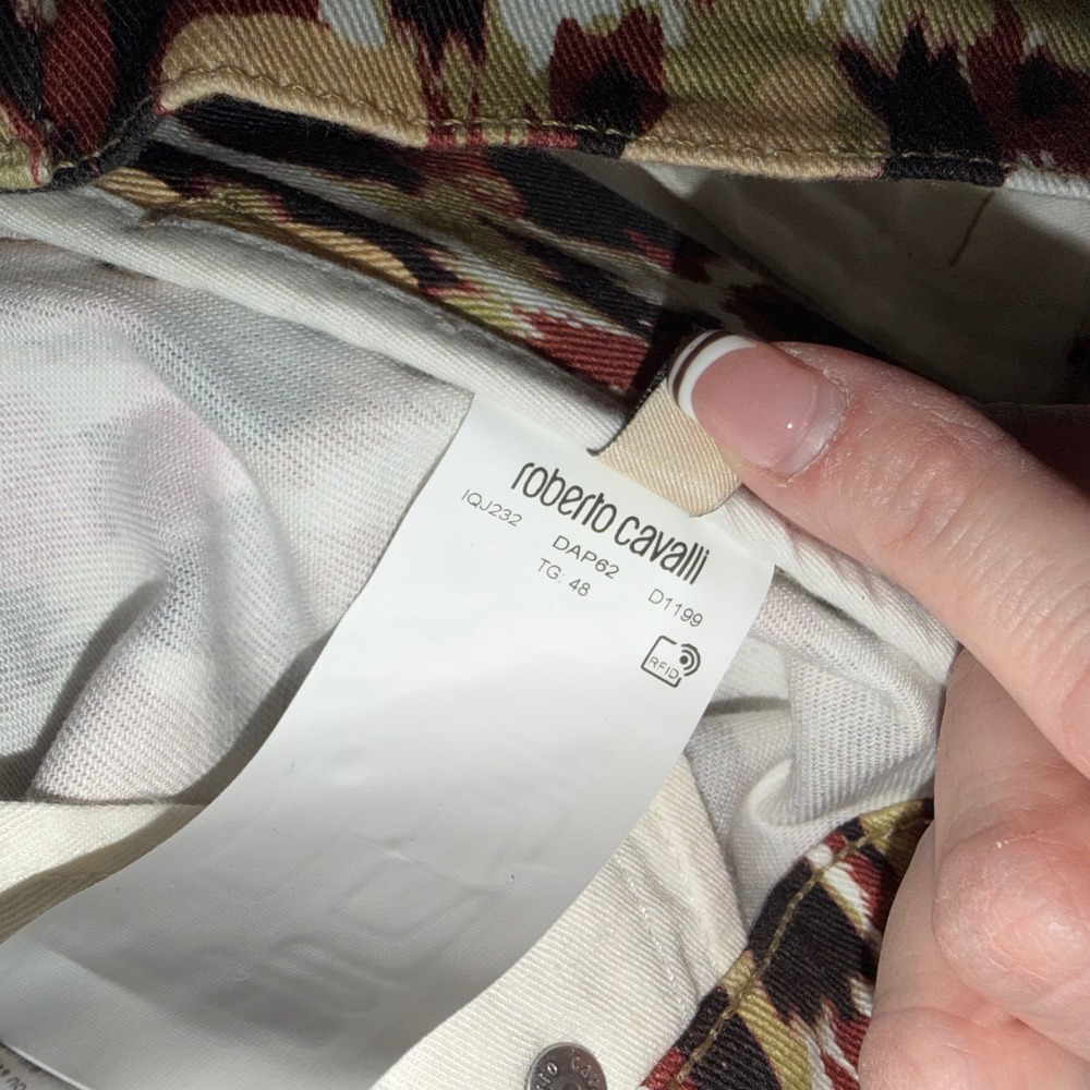 NWT Roberto Cavalli Ikat Leopard Floral Print Jeans IT 48 / US 12 COA  Italy - Picture 6 of 16